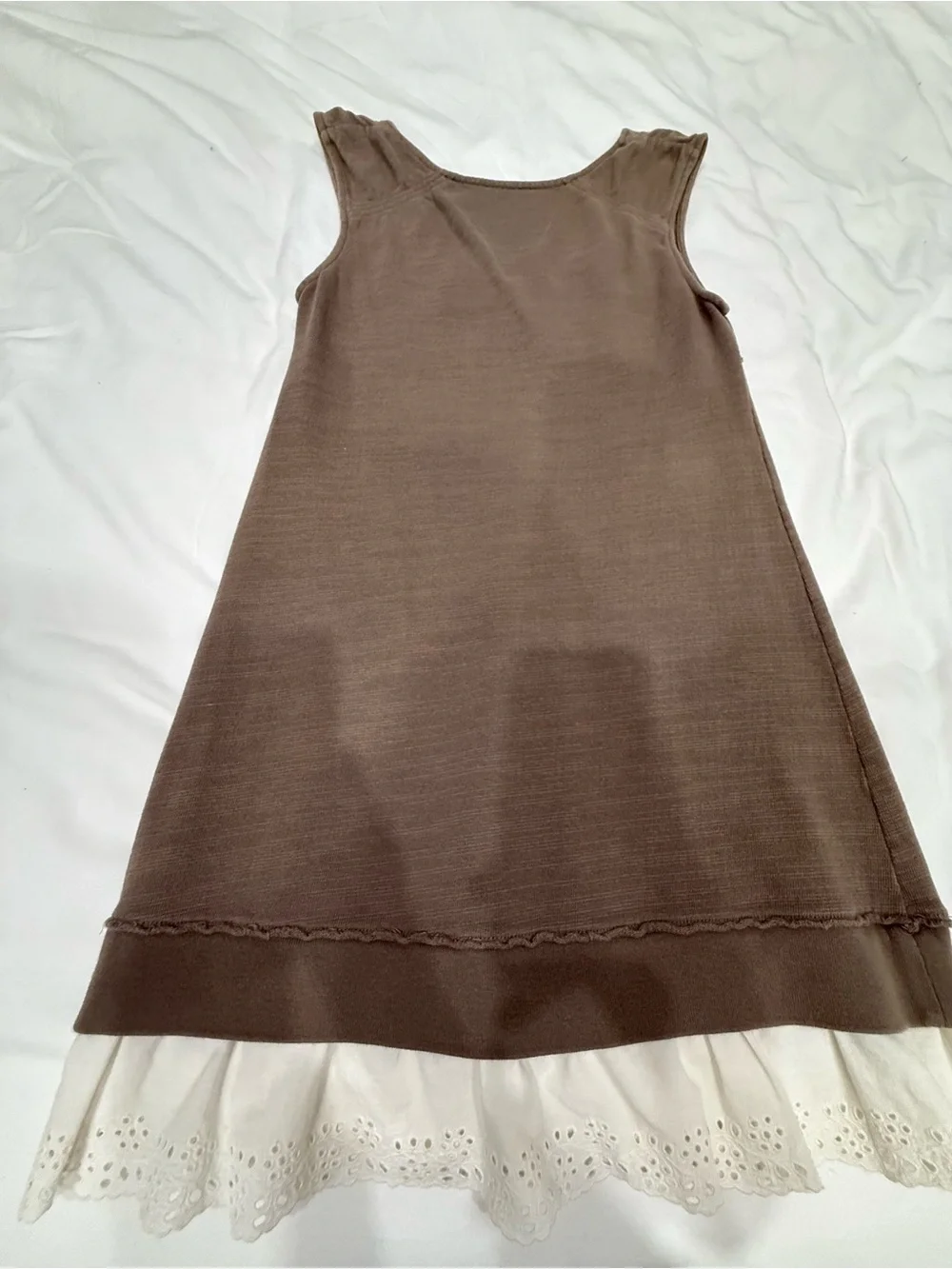 Free People Small Dress cotton Sleeveless Taupe Dress with Lace Trim - Picture 4 of 6